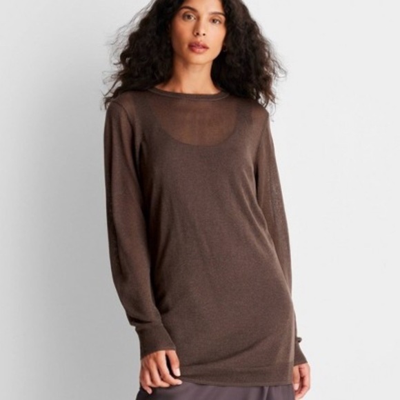 Future Collective sweater‎ semi sheer brown Reese Blutstein NEW xxs stretch - Picture 2 of 3